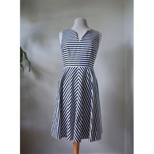 Ann Taylor Fit and Flare Striped Dress